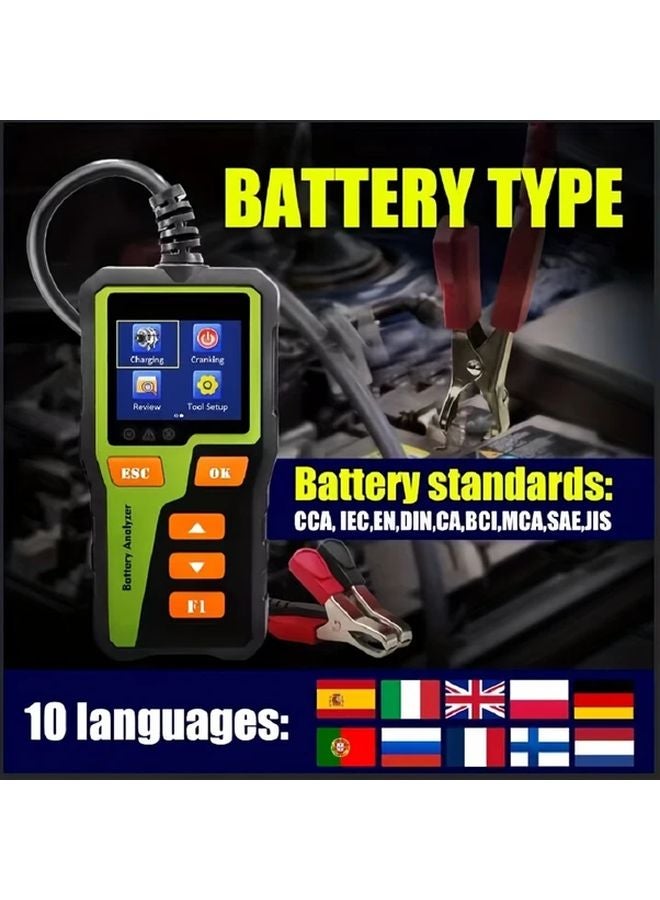 BT30 Green Car Battery Analyzer 12V 24V Health Tester Real Time Monitoring Lightweight - Image 3